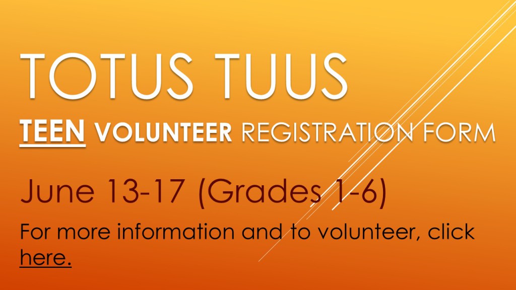Totus Tuus - Teen Volunteer Registration